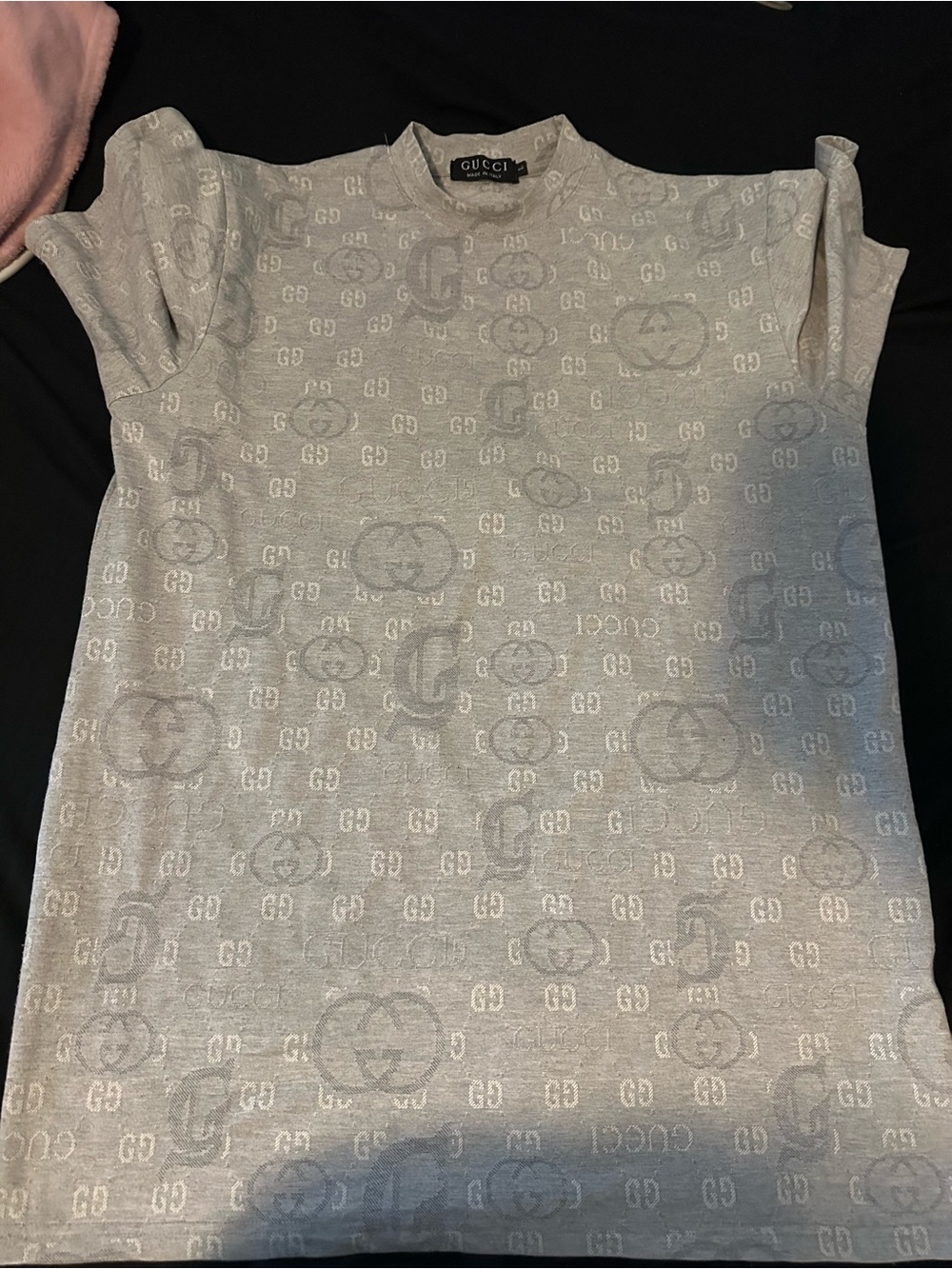 Gucci Light Gray Jacquard Logo Tee